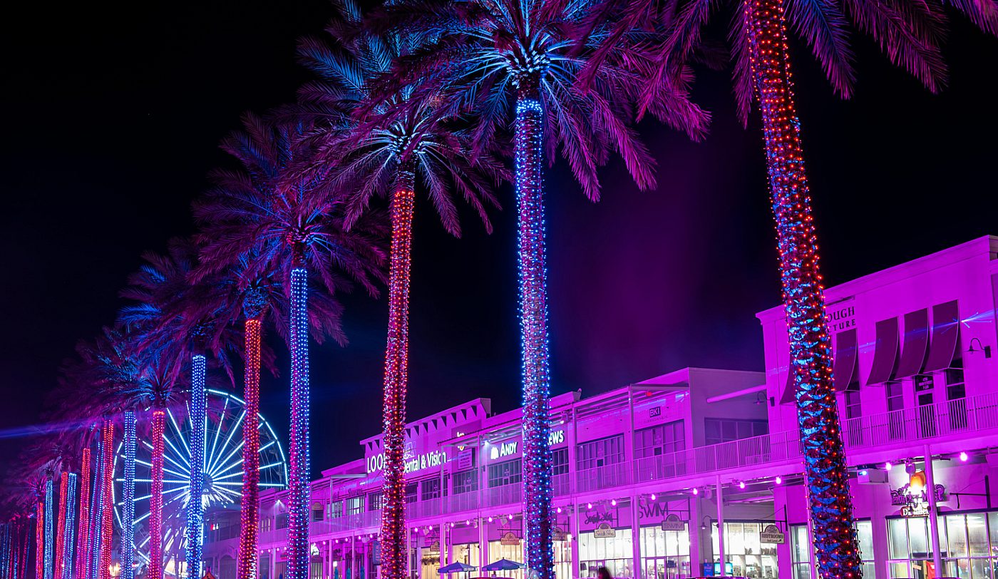 The Wharf Orange Beach SPECTRA Laser Light Experience Palm Tree Show
