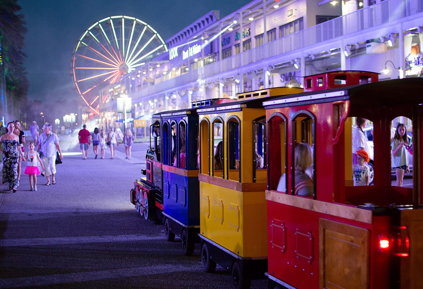 The Wharf Orange Beach SPECTRA Laser Light Experience Palm Tree Show The Wharf Express Train